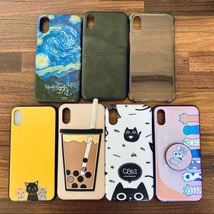 Set of 7 iPhone X cases (brand new + like new)